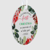 Bessen groen krans eerste Kerstmis als ouders Ornament (voorkant)