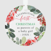 Bessen groen krans eerste Kerstmis als ouders Ornament (achterkant)