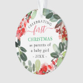 Bessen groen krans eerste Kerstmis als ouders Ornament (voorkant)