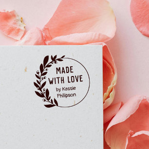 Bessen Groene Krans Gemaakt Met Liefde Zelfinktende Stempel