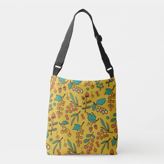 Bessen op takken, naadloze natuur. crossbody tas (Voorkant)