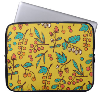 Bessen op takken, naadloze natuur. laptop sleeve