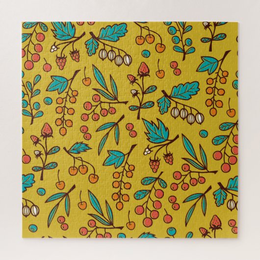 Bessen op takken, naadloze natuur. legpuzzel (Verticaal)