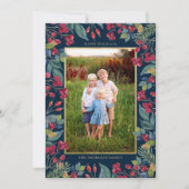 Bessen Pijnboom Goud Folie Foto Kerstmis Feestdagenkaart (Voorkant)