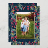 Bessen Pijnboom Goud Folie Foto Kerstmis Feestdagenkaart (Voorkant / Achterkant)