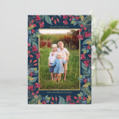 Bessen Pijnboom Goud Folie Foto Kerstmis Feestdagenkaart (Staand voorkant)