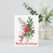 Bessen Varens En Bladeren Kerstkaart (Staand voorkant)