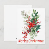 Bessen Varens En Bladeren Kerstkaart (Voorkant / Achterkant)