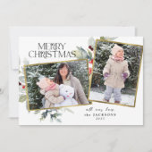 Bessen Vrolijk Kerstfeest 2 Fotocollage Mistletoe Feestdagenkaart (Voorkant)