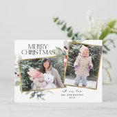 Bessen Vrolijk Kerstfeest 2 Fotocollage Mistletoe Feestdagenkaart (Staand voorkant)
