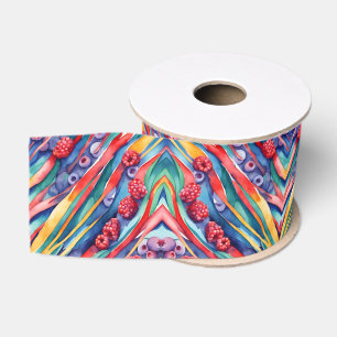 Bessen Vruchten en Verse Kleurrijke Strepen Grosgrain Lint