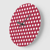 Bessenge rode witte polka stippenpatroon ontwerp grote klok (Hoek)