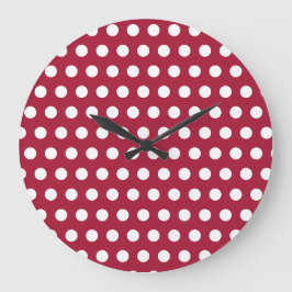 Bessenge rode witte polka stippenpatroon ontwerp grote klok
