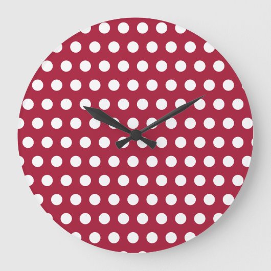 Bessenge rode witte polka stippenpatroon ontwerp grote klok (Voorkant)