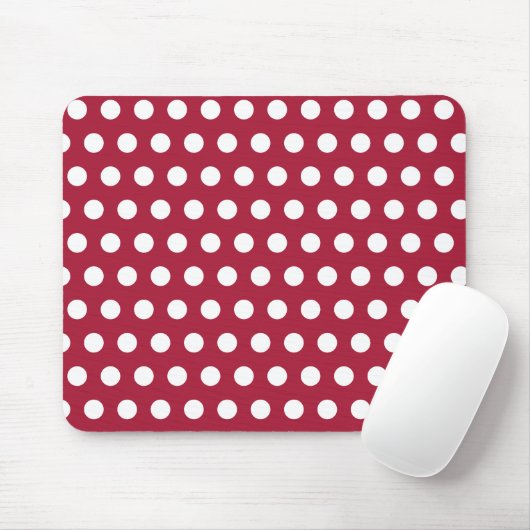 Bessenge rode witte polka stippenpatroon ontwerp muismat (Met muis)