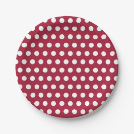 Bessenge rode witte polka stippenpatroon ontwerp papieren bordje