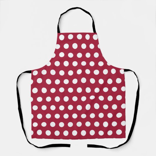 Bessenge rode witte polka stippenpatroon ontwerp schort (Voorkant)