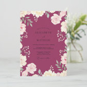 Bessengekleurde Aquarel Ranunculus Bruiloft Kaart (Staand voorkant)