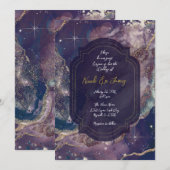 Bessengele Waterverf Goud Hemelse Bruiloft Kaart (Voorkant / Achterkant)