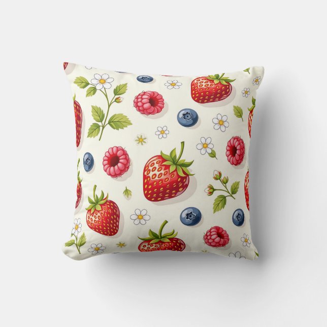 Bessenkleurpatroon Verse Zomerfruit Kussen (Voorkant)
