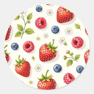 Bessenkleurpatroon Verse Zomerfruit Ronde Sticker