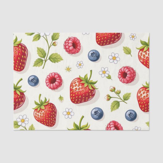 Bessenkleurpatroon Verse Zomerfruit Tissuepapier (Voorkant)