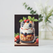 Bessenparfait in glazen potje briefkaart (Staand voorkant)