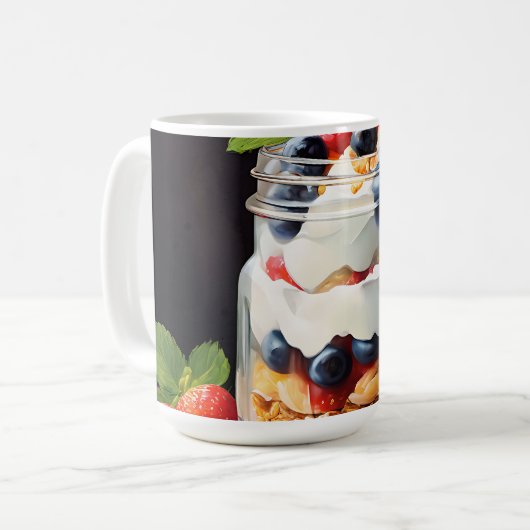 Bessenparfait in glazen potje koffiemok (Voorkant links)