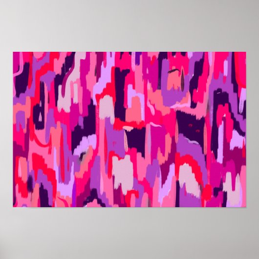 Bessenplek: Rood en Roze Abstract Poster (Voorkant)