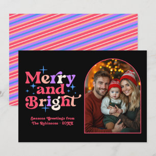 Bessensorbet Modern Retro Kerstmis Familie Foto Feestdagenkaart