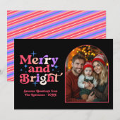 Bessensorbet Moderne Retro Kerst Familie Foto Feestdagenkaart (Voorkant / Achterkant)