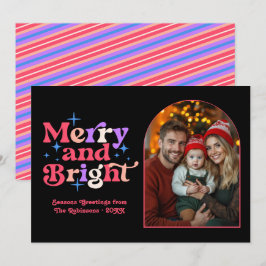 Bessensorbet Moderne Retro Kerst Familie Foto Feestdagenkaart