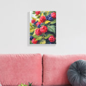 Bessenstruik Frambozen Braambessen Aquarel Fruit Canvas Afdruk (Insitu (Woonkamer))