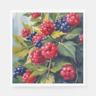 Bessenstruik Frambozen Braambessen Aquarel Fruit Servet