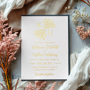 Bessenstruik Monogram Hosting Met Ouders Trouwdag Folie Uitnodiging