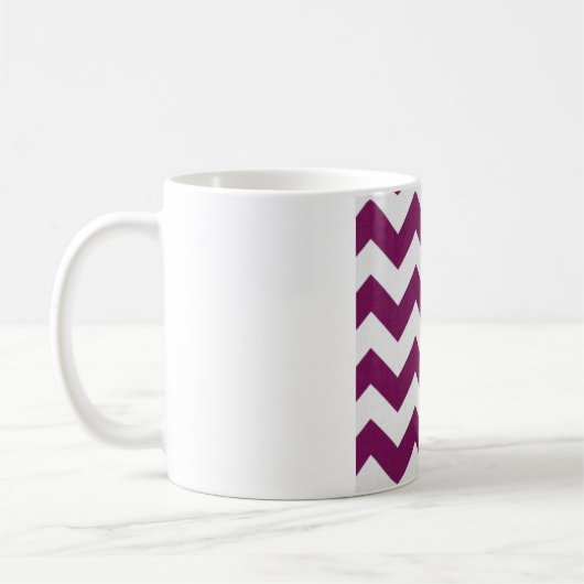 Bessenviolet Chevron – Textured Witte Zigzag Koffiemok (Links)