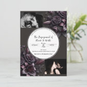 Bessenviolet & Zwarte lelie roos bloem bruidsboeke Kaart (Staand voorkant)