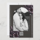 Bessenviolet & Zwarte Lelie Roze Bloemen Bruiloft Kaart (Achterkant)