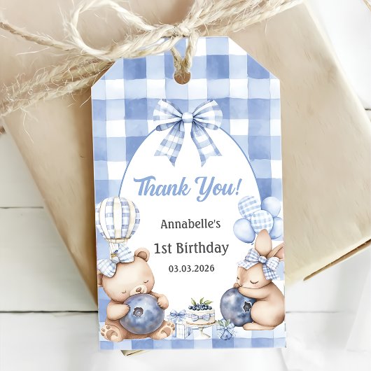 Bessenvlakwaterverf Blauwebes Verjaardag Cadeaulabel