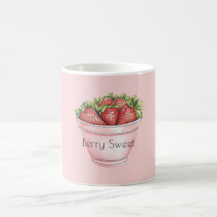 Bessenvlek Roze Kom met Aardbeien Koffiemok