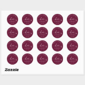 Bessenvlek Wijn Haar Favoriete Script Huwelijk Beh Ronde Sticker (Vel)