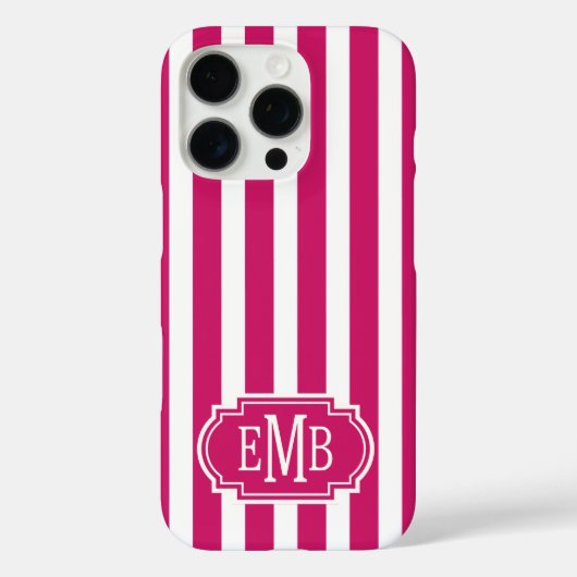 Bessenvlekken en witte monogramstrepen Case-Mate iPhone case (Achterkant)