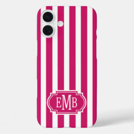 Bessenvlekken en witte monogramstrepen iPhone 16 plus hoesje