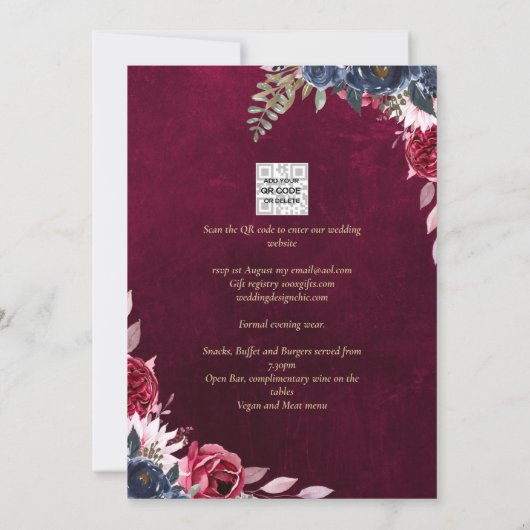 Bessenvleugelbloem Bruiloft Kaart (Achterkant)