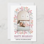 Bessenvormige boog met bladeren bordeauxrode Kerst Feestdagenkaart (Voorkant)