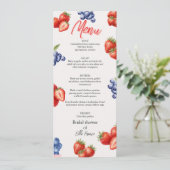 Bessenvriendelijk Aardbeien Bruiloftsontbijt Menu Kaart (Staand voorkant)