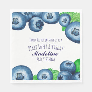 Bessenvriendelijke blauwe bessen verjaardags papie servet
