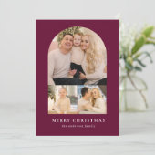 Bessenvriendelijke boog 3 foto feestdagenkaart (Staand voorkant)