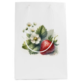 Bessenvrolijk Overal Aardbei en Bloemmotief Medium Cadeauzakje