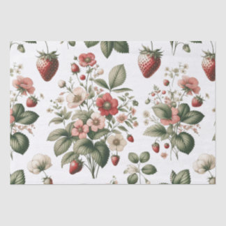 Bessenvrolijk Overal Aardbei en Bloemmotief Tissuepapier